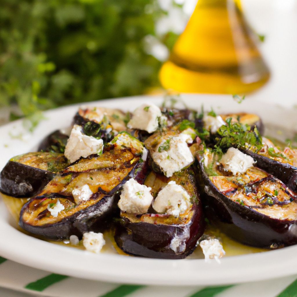 Authentic Grilled Eggplant with Feta and Olives