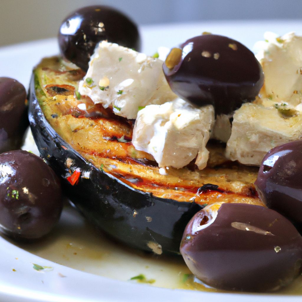 Savory Grilled Eggplant with Feta and Olives